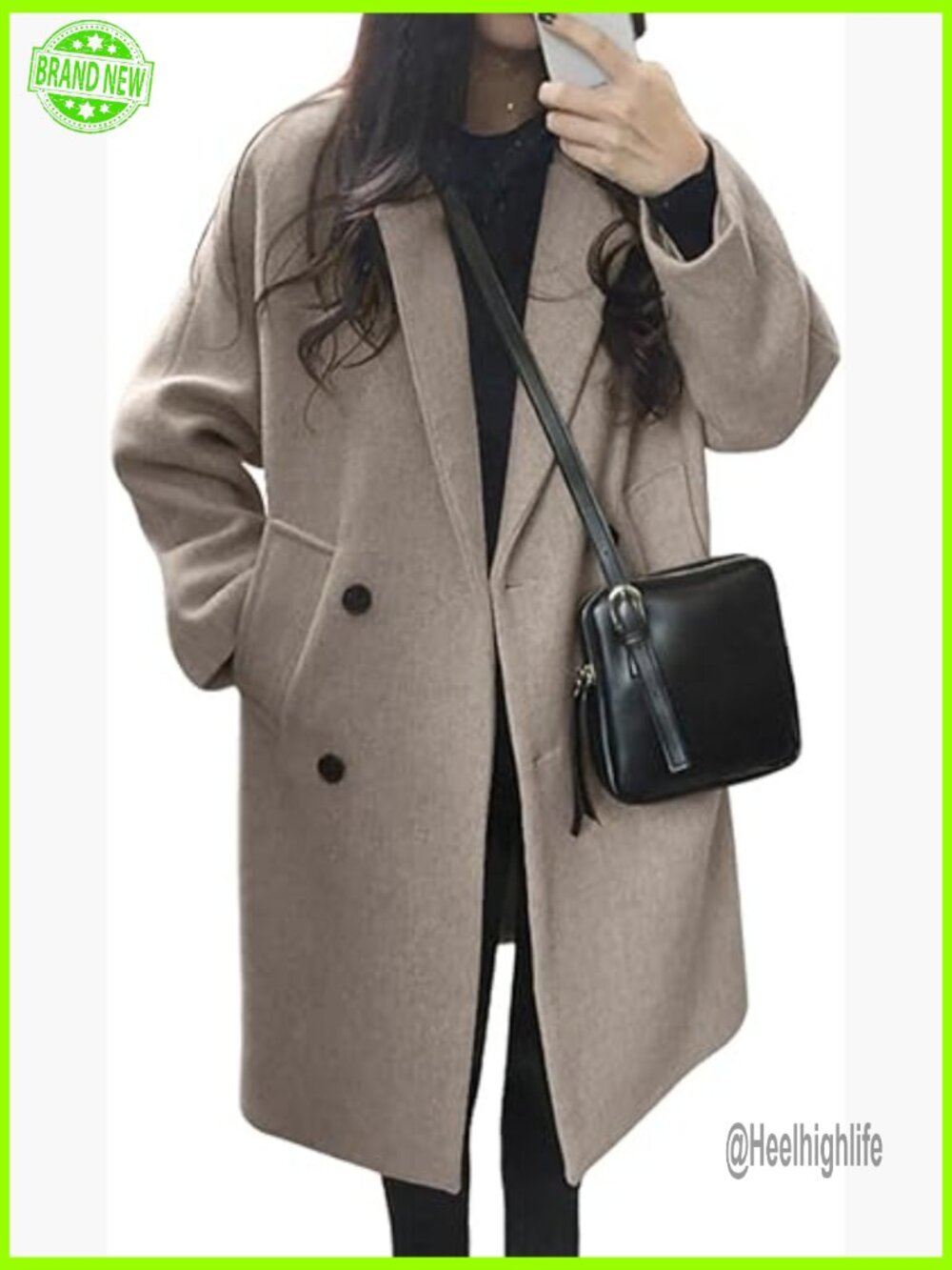 Double Breasted Notch Lapel Pea Coat Overcoat Warm Winter Coat